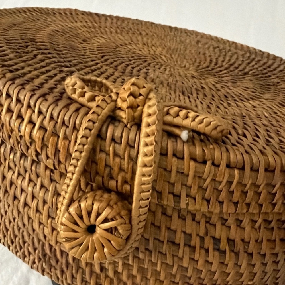 Woven Round Crossbody Bag in Brown - Picture 3 of 11